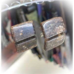 💕Beautiful Vintage Rectangle Turritella Agate Cufflinks💕